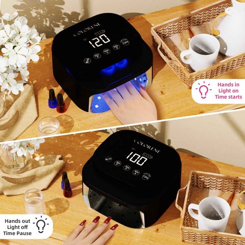 Cordless UV LED Nail Lamp, 60W Rechargeable Nail Dryer Gel Polish Light, Intelligent Auto Sensor LCD Display Nail Lamp, Portable 30 Beads Led Nail Light with 4 Timer Setting (Black)