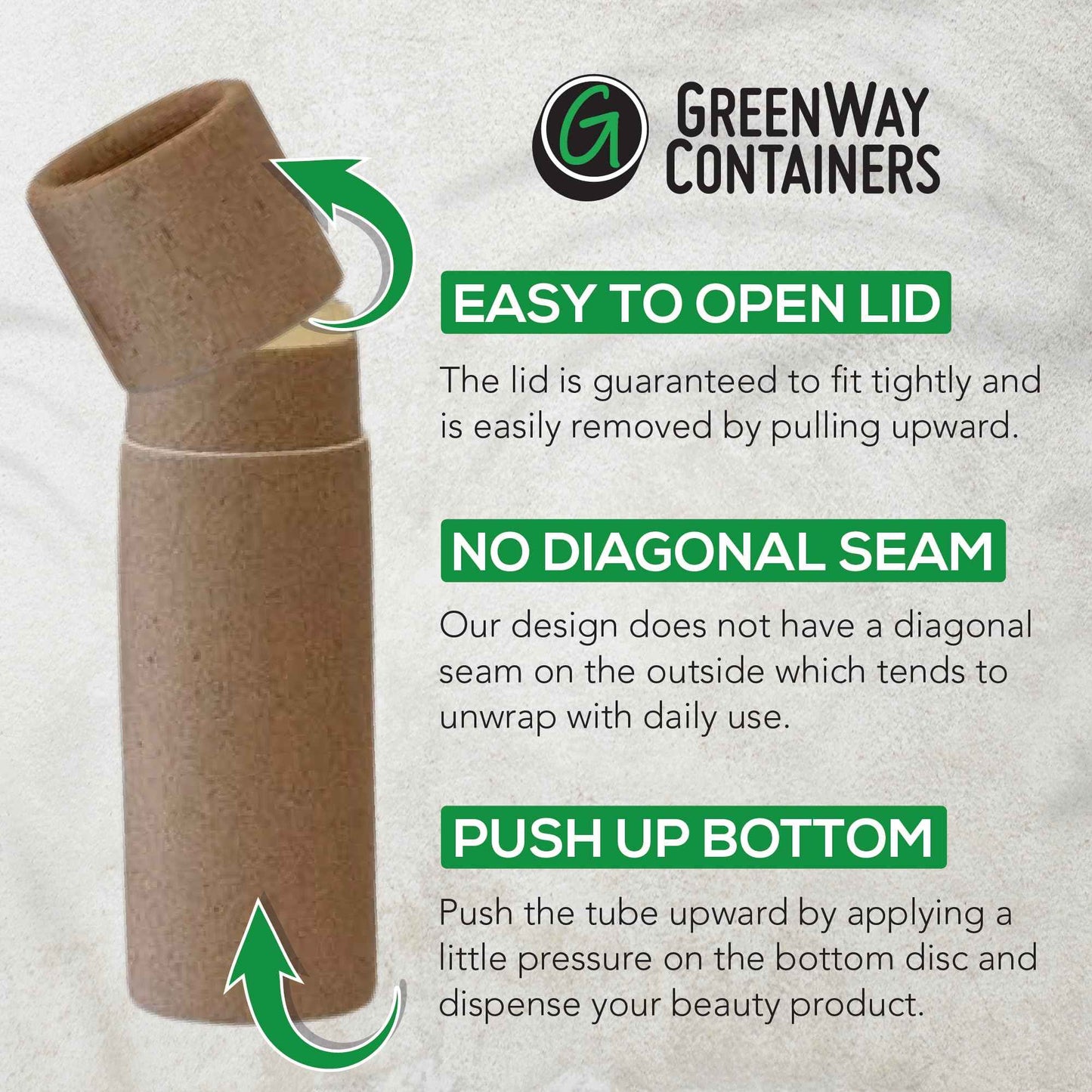 GreenWay 0.15oz / 4.25g Kraft Paperboard Lip Balm Tubes with Lids - 50 Pack Lip Gloss Tubes Refillable DIY Cosmetic Containers – Extra Thick Push-Up Bottom Lip Balm Containers - White