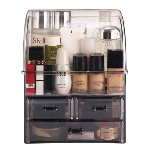 MOOCHI Professional Large Cosmetic Makeup Organizer Dust Water Proof Cosmetics Storage Display Case with Drawers