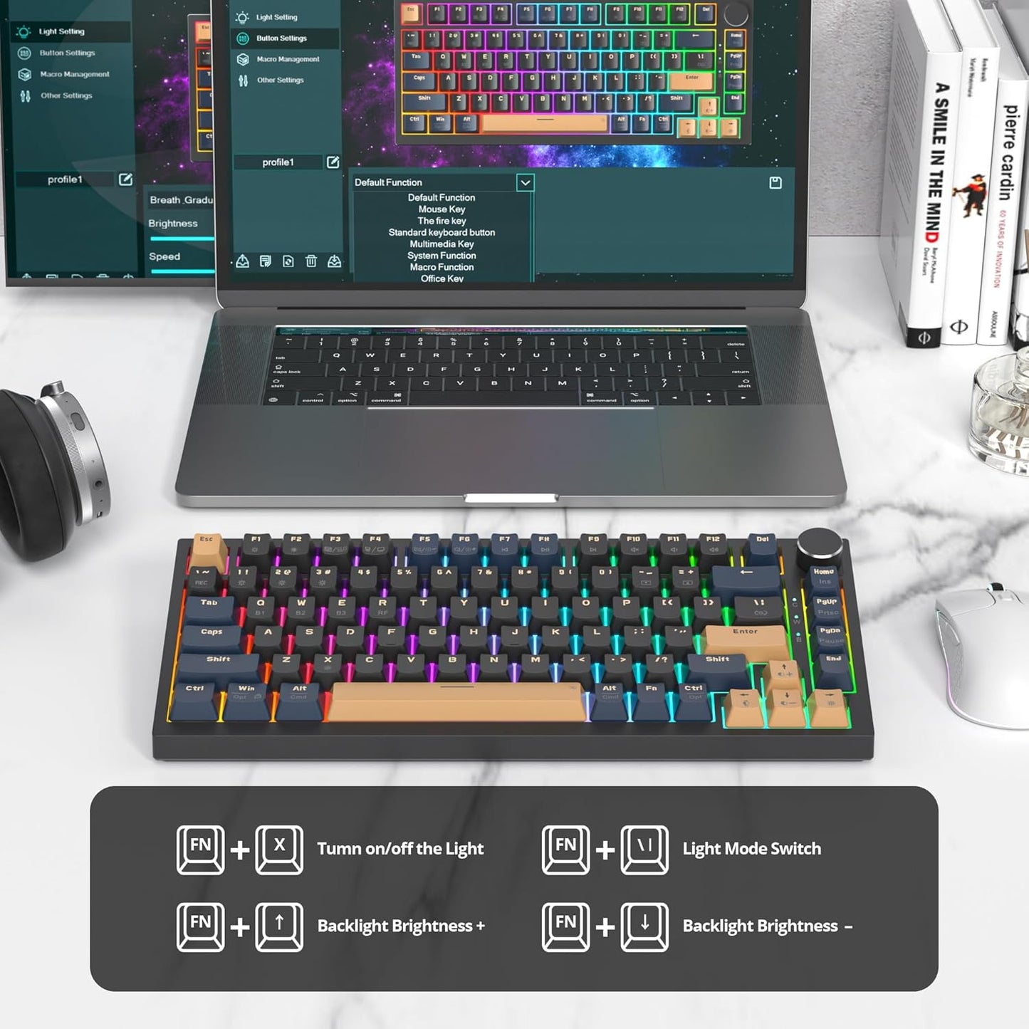 400PRO 75% Wireless Creamy Mechanical Keyboard Pink, Gasket Hot Swappable RGB Gaming Keyboard, Bluetooth/2.4GHz/USB-C Cute Keyboard with Pre-lubed Cream Grey Switches (82 Pink Cyan)