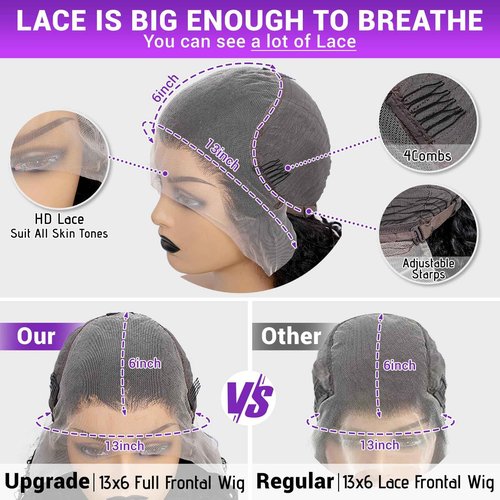 UVVUVV 26 Inch Deep Wave Lace Front Wigs 13x6 HD Transparent Human Hair Lace Front for Women 180% Density Deep Curly Human Hair Wigs Pre Plcked Deep Wave Frontal Wigs with Baby Hair