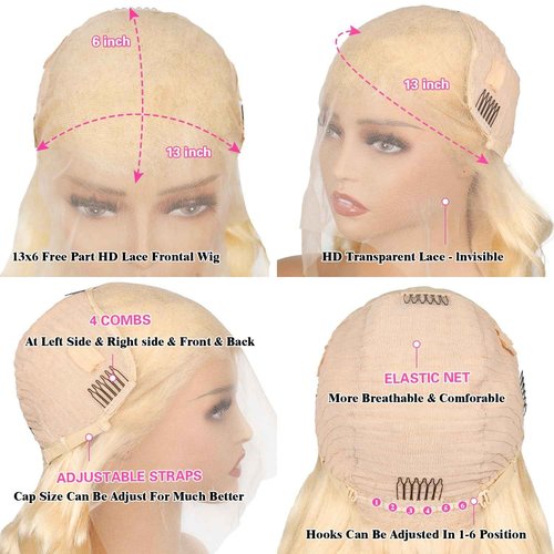 Resore 613 13x6 Lace Front Wig Human Hair 200 Density Body Wave Blonde Lace Front Wigs Human Hair 28 Inch Full & Thick 613 HD Lace Frontal Wig Pre Plucked with Baby Hair for Women.