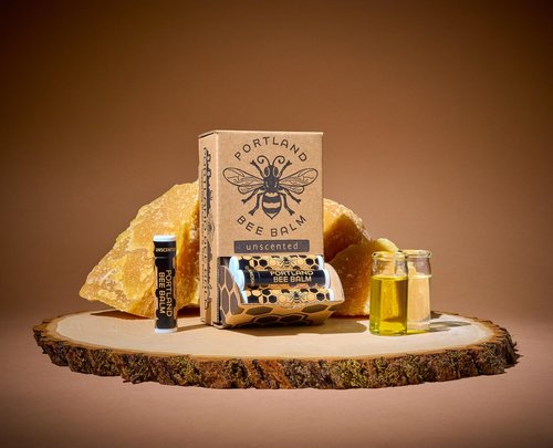 Portland Bee Balm All Natural Handmade Beeswax Based Lip Balm, Unscented 24 Count