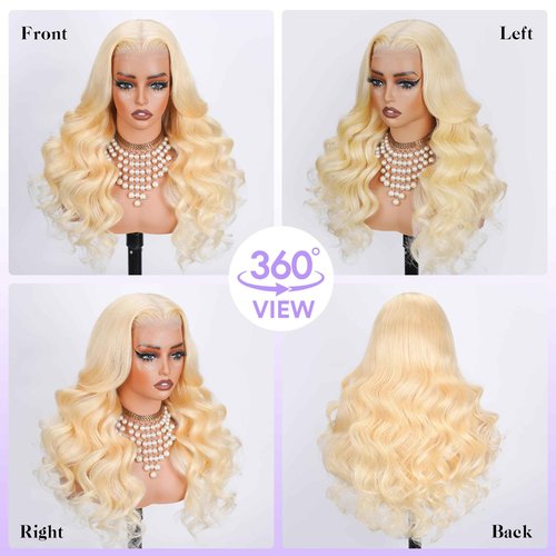 KingSup 613 13x6 Lace Front Wig Human Hair Pre Plucked 250 Density 16 Inch Body Wave Blonde Wig Human Hair 613 HD Lace Frontal Wigs 13x6,100% Real Human Hair No Tangle No Shedding Triple Lifespan 3X