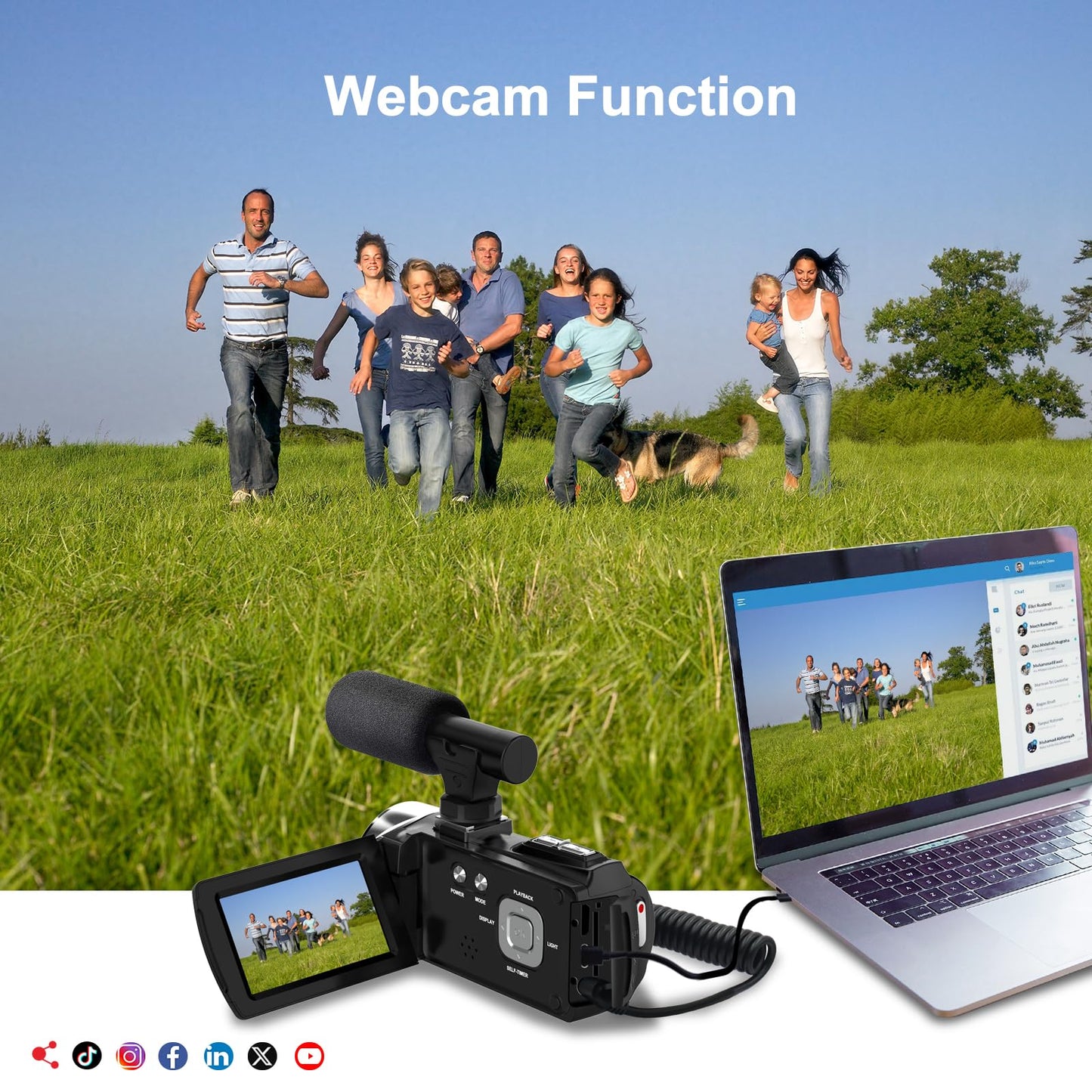 YEEIN Video Camera Camcorder 4K 48MP Digital Vlogging Camera for YouTube 3.0 Inch 270°Rotation LCD Screen 18x Digital Zoom Video Recorder with Microphone, 2 Batteries
