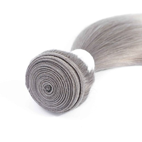 Brazilian Straight Grey Hair Bundle 18inch 100% Silver Human Hair Weave Bundles Sew In Remy Human Hair Weft Extension For Women