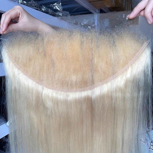 CYSDRH 13x4 Honey Blonde 613 Transparent Lace Frontal Only Human Hair Silky Straight Lace Front Human Hair Invisible Small Hair Knots - 18 Inch Honey Blonde 613 Frontal