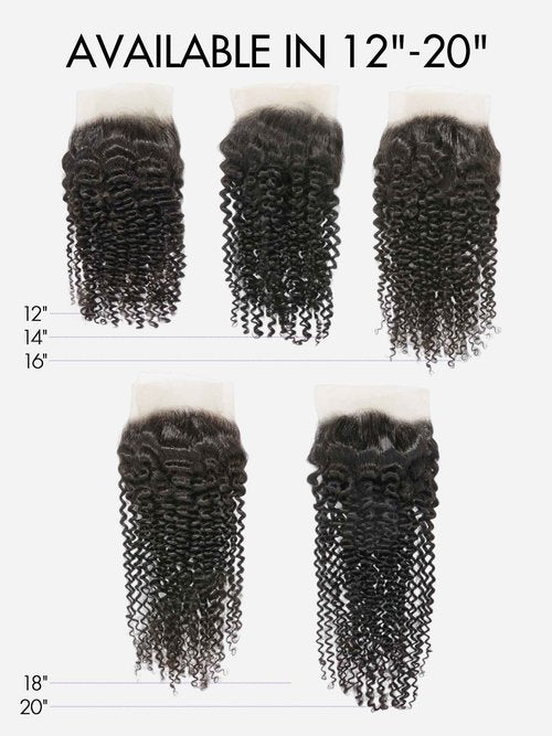 LUVME 13x4 HD Lace Frontal Closure 20 Inch Kinky Curly Human Hair - 100% Unprocessed Brazilian Virgin Hair Lace Frontal Only 14 Inch