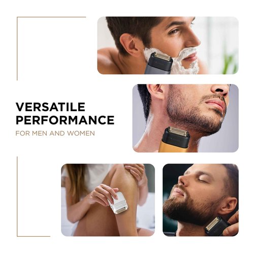 COCCO IMPACTO Shaver, Hygienic Gold Foil Triple Blade, White, Wet & Dry Use, Magnetic Replaceable Head, Intelligent Accelerator, 90 Min Run Time (Gray)