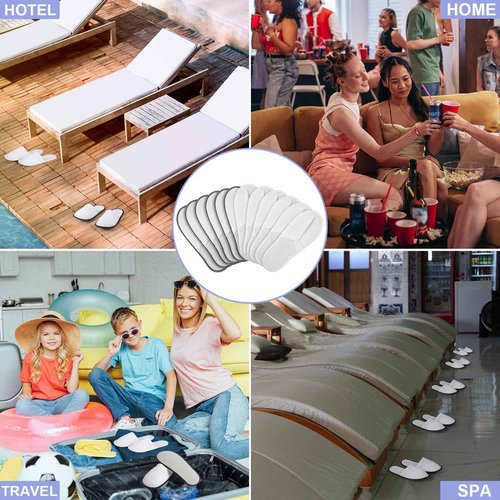 Ramede 80 Pairs Non Slip Disposable Slippers Bulk Hotel Spa Fluffy Closed Toe Indoor Slippers for Guests Men Women Home Wedding Travel Party(White, Gray)