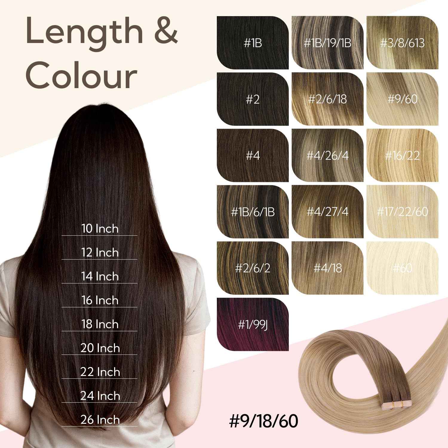HOTBANANA Tape in Hair Extensions, 20 Inch 20pcs 50g Balayage Caramel Blonde Tape in Real Remy Human Hair Extensions Straight