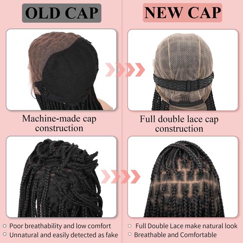 Zurffiy 56" Knotless Braided Wigs for Women: Box Braid Wig with Baby Hair, Human Hair Blended, Super Long Lace Front, Mix Brown and Light Brown