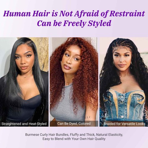Burmese Curly Bundles Human Hair 3C4A Spiral End Quick Water Wave Human Hair Bundles Extensions 3Pcs for Women 18 20 22 inch Natural Black