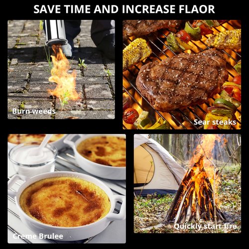 Sondiko Propane Torch with Pre-Filled Cylinder, Powerful Propane Torch Head L8010, Sous Vide, Adjustable Campfire Starter with Standard Propane Fuel Cylinder for Searing Steak, BBQ, Welding