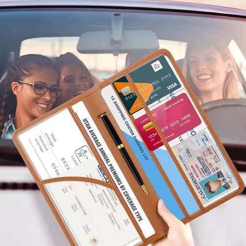 CoBak Car Registration and Insurance Holder - Vehicle Glove Box Car Organizer,Auto Truck Comparment Accessories Case with Magnetic Closure for Driver License,Cards