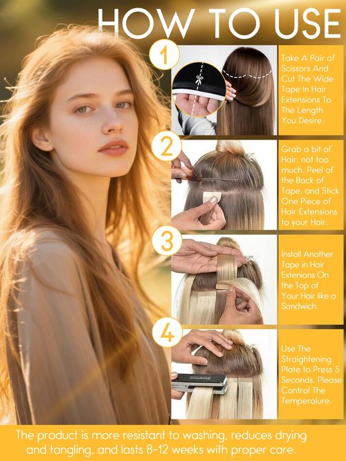 Caliee 20 Inch Long Weft Tape in Hair Extensions Human Hair Light Brown with Platinum Blonde Balayage Tape in Hair Extensions Real Remy Hair 50G Thick Ends Hair