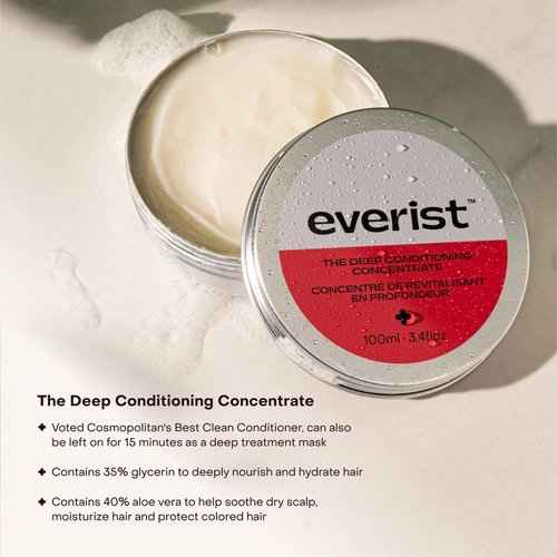 Everist The Healthy Hair Starter Kit Tins: The Shampoo and The Deep Conditioner Concentrate Tins 3.4 fl oz, The Quick-Dry Hair Towel, 50+ uses