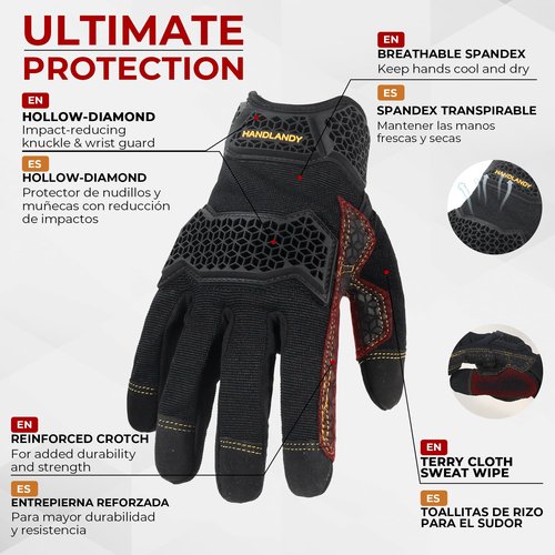 HANDLANDY Flexible Tactical Gloves for Men Women, Grip Motorcycle Airsoft Shooting Gloves, Utility Mechanics Outdoor Work Gloves