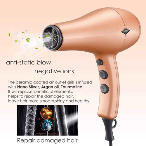 NITION Pro Salon Hair Flat Iron Styling Tool Hair Straightener and Hair Dryer with Diffuser/Comb Set