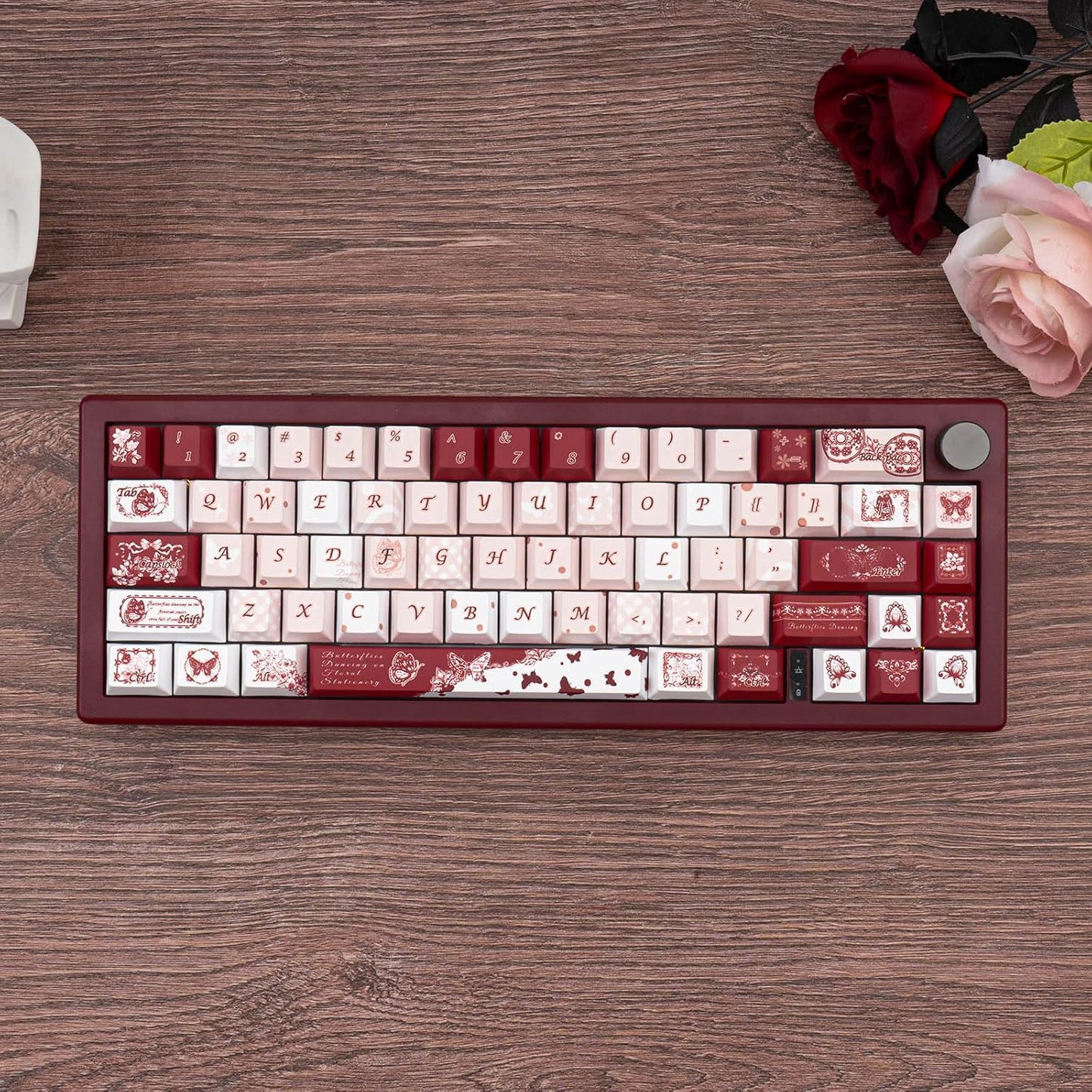 145 Keys PBT Keycap Cherry Profile, Light Blue White Black Bow Aesthetic Dye Sublimation Gaming Custom Keycaps for ANSI/ISO Layout Mechanical Keyboards