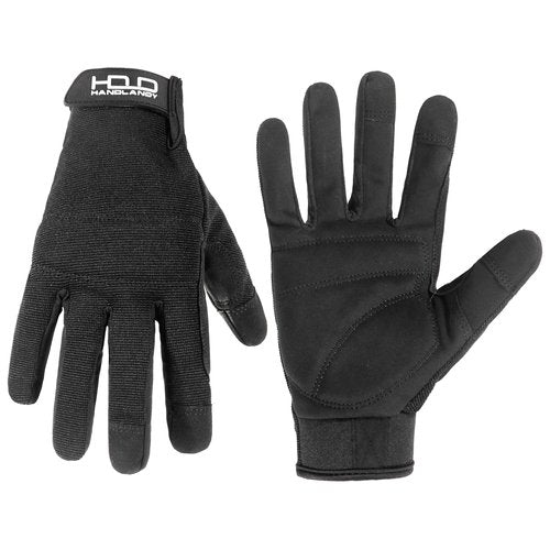 HANDLANDY Mens Work Gloves for Outside, Flexible Utility Working Gloves Touchscreen for construction Outside Yard Gardening (Black- padded, Small (Pack of 1))