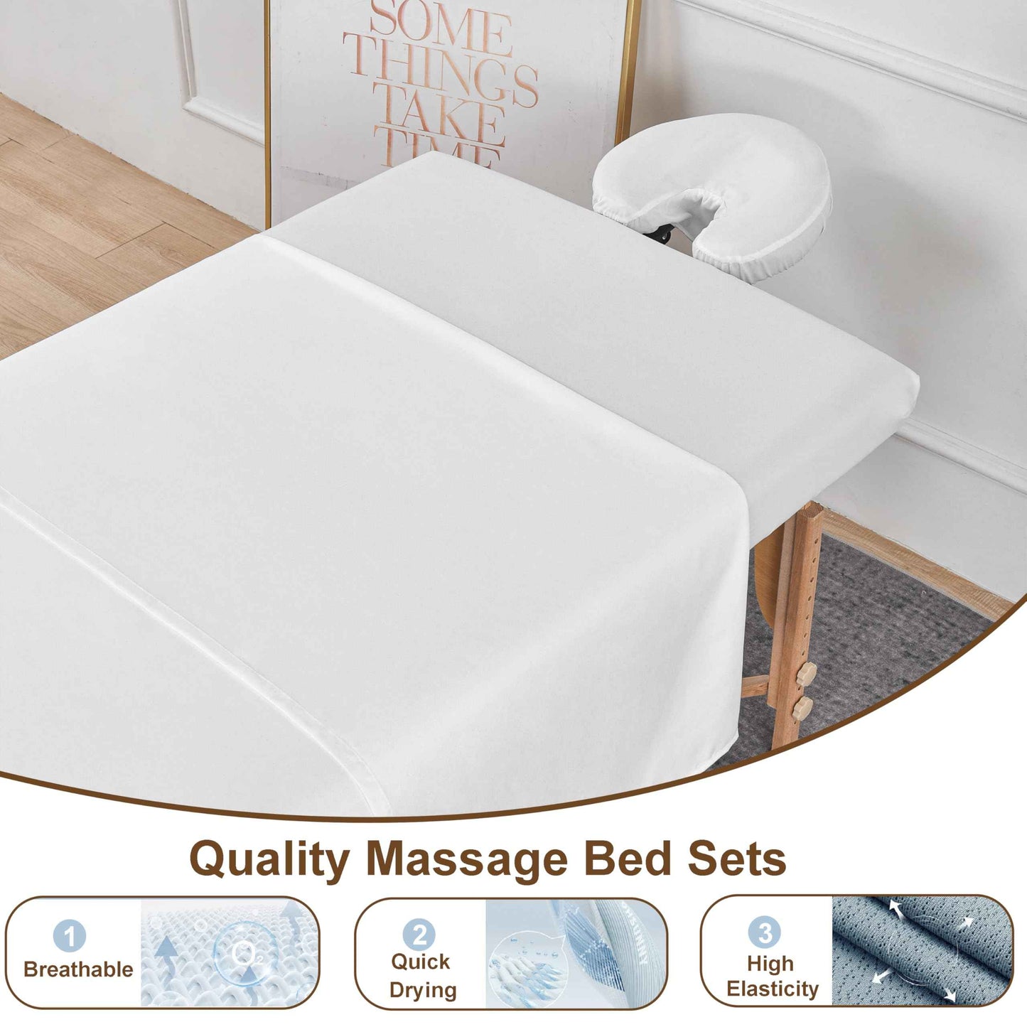 4 Sets Microfiber Massage Table Sheets Set 3 Piece Set Includes Premium Massage Table Cover Fitted Sheet and Fitted Face Rest Cover (White)