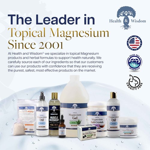 Health and Wisdom Pure Magnesium Gel with Seaweed Extract - Topical Muscle & Joint Relief- Natural and Pure Skin & Scalp Moisturizing - Enhanced Absorption - 64 Fl oz