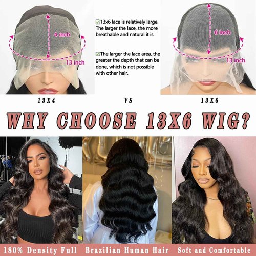 JIELIFA 28 Inch 13x6 Body Wave Lace Front Wigs Human Hair Pre Plucked Glueless Wigs Human Hair 180% Density Body Wave 13x6 HD Transparent Frontal Wigs Lace Front Wigs for Women