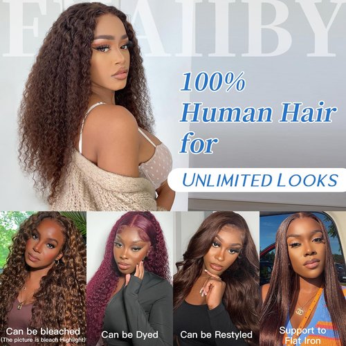 Enaiiby Chocolate Brown Bundles Human Hair 10 12 14 Inch Brazilian Color 4 Deep Wave Bundles Human Hair Unprocessed Breezy Wave Virgin Hair for Black Women with Silky Texture & Quick Weave
