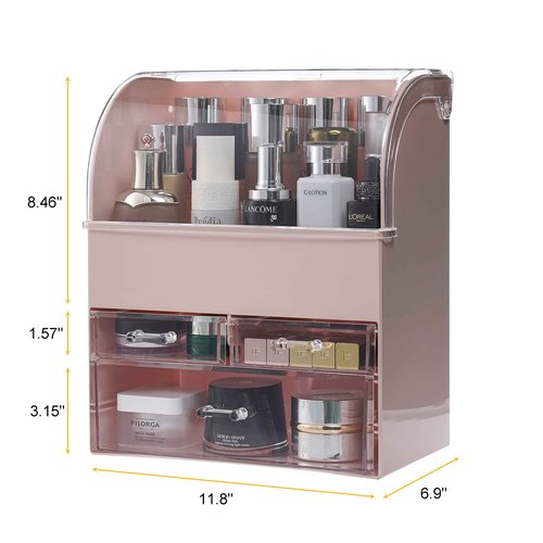 MOOCHI Professional Large Cosmetic Makeup Organizer Dust Water Proof Cosmetics Storage Display Case with Drawers