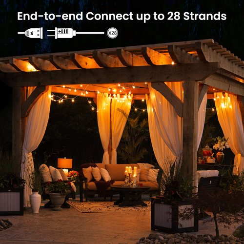 Outdoor String Lights - 50 Ft Waterproof Connectable Commercial LED Patio Lights with 25 G40 Globe Bulbs, All Weatherproof Hanging Globe Light for Outside Backyard Porch Party Decoration