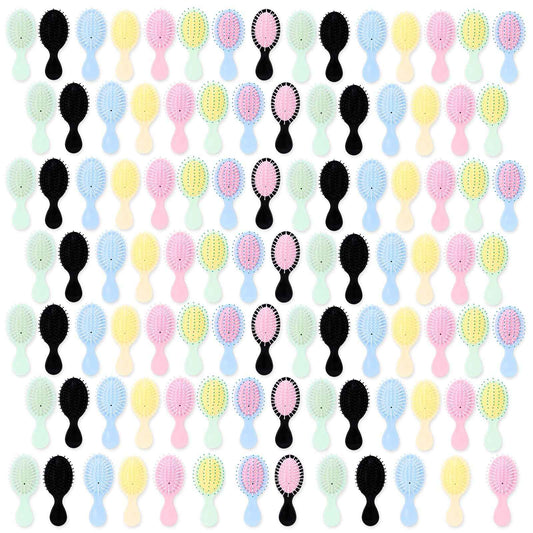 100 Pieces Mini Wet Hair Brush Set - Soft Bristles Detangling Brush for Dry & Wet Hair, Travel-Size Portable Detangler for All Hair Types, Multicolor Hairbrushes