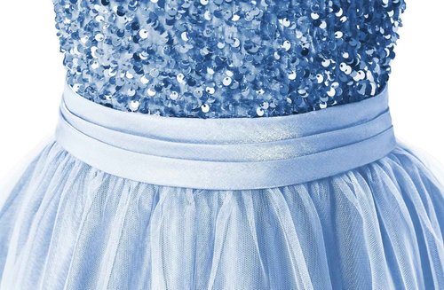 Party Wear Gown for Kids Junior Bridesmaid Dresses Baby Blue Puffy Tulle Sequins Dress Girls Birthday Party Gown Baby Blue 8