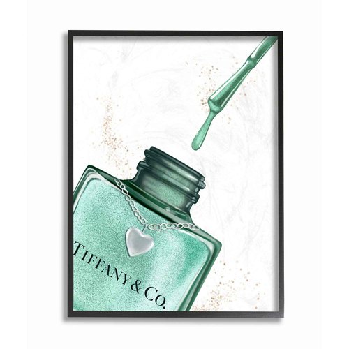 Stupell Industries Makeup Nail Polish Brush Cyan Drip Fashion, Design by Artist Ziwei Li Wall Art, 24 x 30, Black Framed