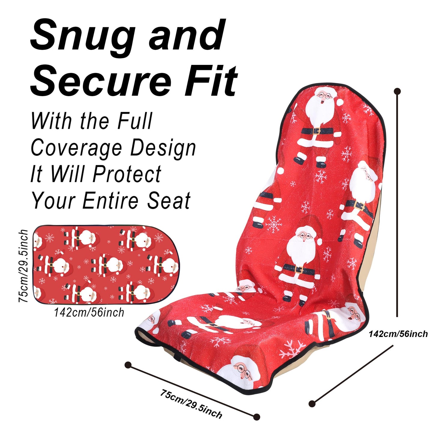 LoyaGour Car Seat Cover Protector Front Seats,for Gym Workout,Running,Swimming,Beach and Hiking,Waterproof Sweat Towel Bucket Seat Covers for Cars SUV Trucks (Santa Claus, 1Pcs)