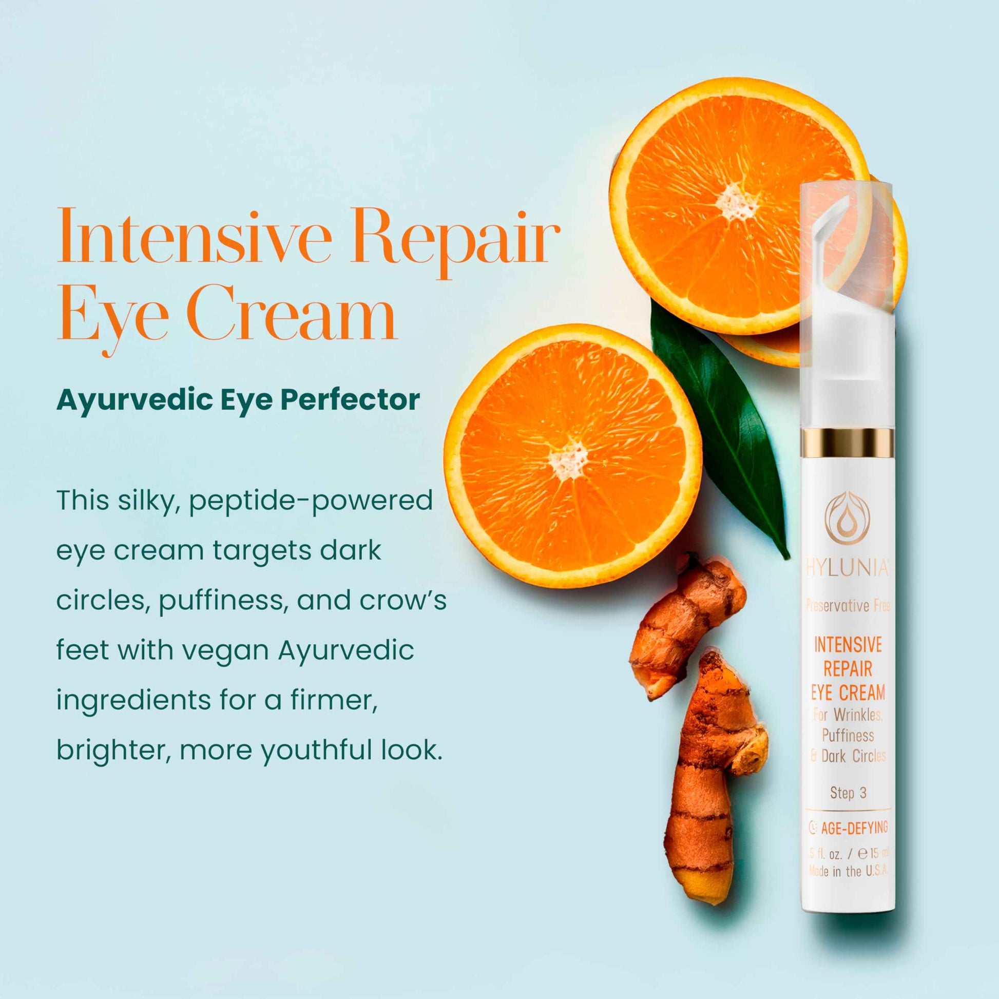 Hylunia Intensive Repair Eye Cream – Hydrating & Firming with Peptides, Vitamin C & Hyaluronic Acid – Reduces Dark Circles, Puffiness & Fine Lines – Lightweight, Vegan, Clean Skincare