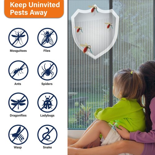 Magnetic Screen Door，Screen Door Mesh，Keep Bugs Out, Heavy-Duty Mesh Curtain,Pet and Kid Friendly, Works with Front Doors, Sliding Doors（36 x 80 Inches Gray