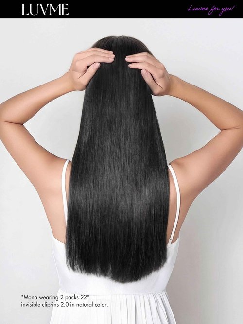 LUVME Straight Seamless 110g 7Pcs Clip in Hair Extensions Full Max with 20inch Remy Human Hair Extensions, Natural Black 100% Real Soft Human Hair