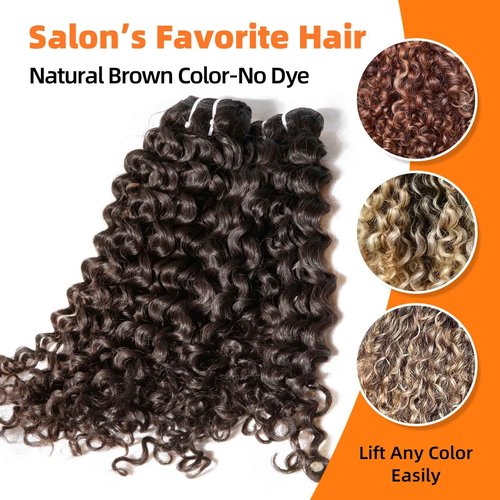 Clytie One Donor Raw Natural Brown Curly Bundle Human Hair, 14 Inches, Curly, Brown, Sew-In, Hair Extension