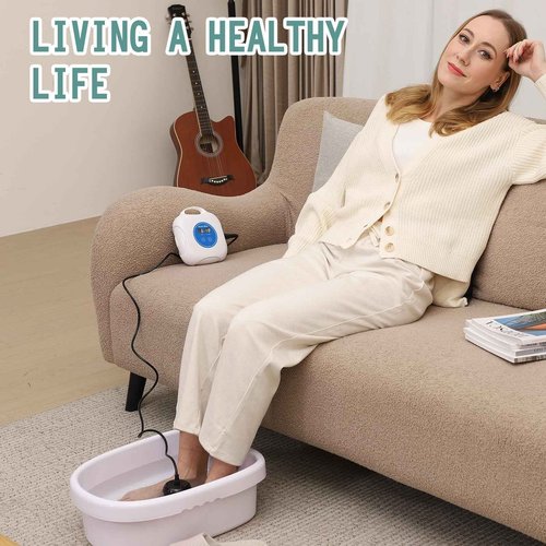 Upgrade Ionic Foot Bath Detox Machine - Ionic Detox Foot Bath, Foot Detox Machine, Touch ON/OFF, LCD & Timer for Home Use Beauty Salon with Tub (2 Arrays,10 Tub Liners)