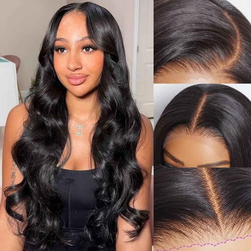 Looxey 6x5 Lace Front Wig Human Hair Wig for Women 210% Density Body Wave Wear and Go Glueless Wigs Pre Plucked Pre Cut Lace Wigs Pre Bleached Tiny Knots Wig 18 Inch