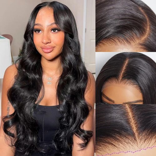 Looxey 6x5 Lace Front Wig Human Hair Wig for Women 210% Density Body Wave Wear and Go Glueless Wigs Pre Plucked Pre Cut Lace Wigs Pre Bleached Tiny Knots Wig 22 Inch