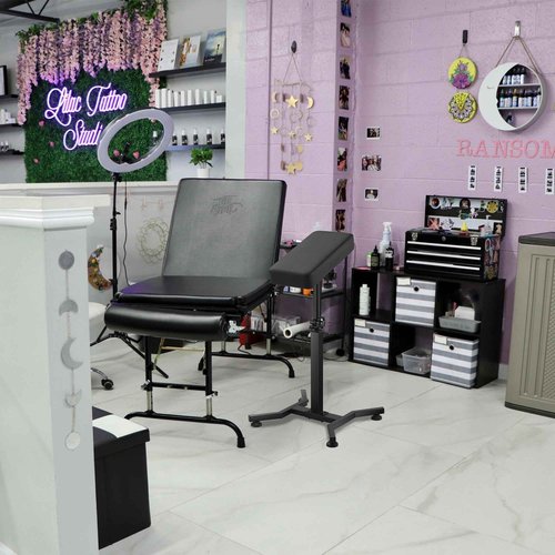 POARMEEY Professional Tattoo Arm Rest Stand, Black Metal, Portable Ergonomic Support with Height Adjustment, Tattoo Studio Equipment