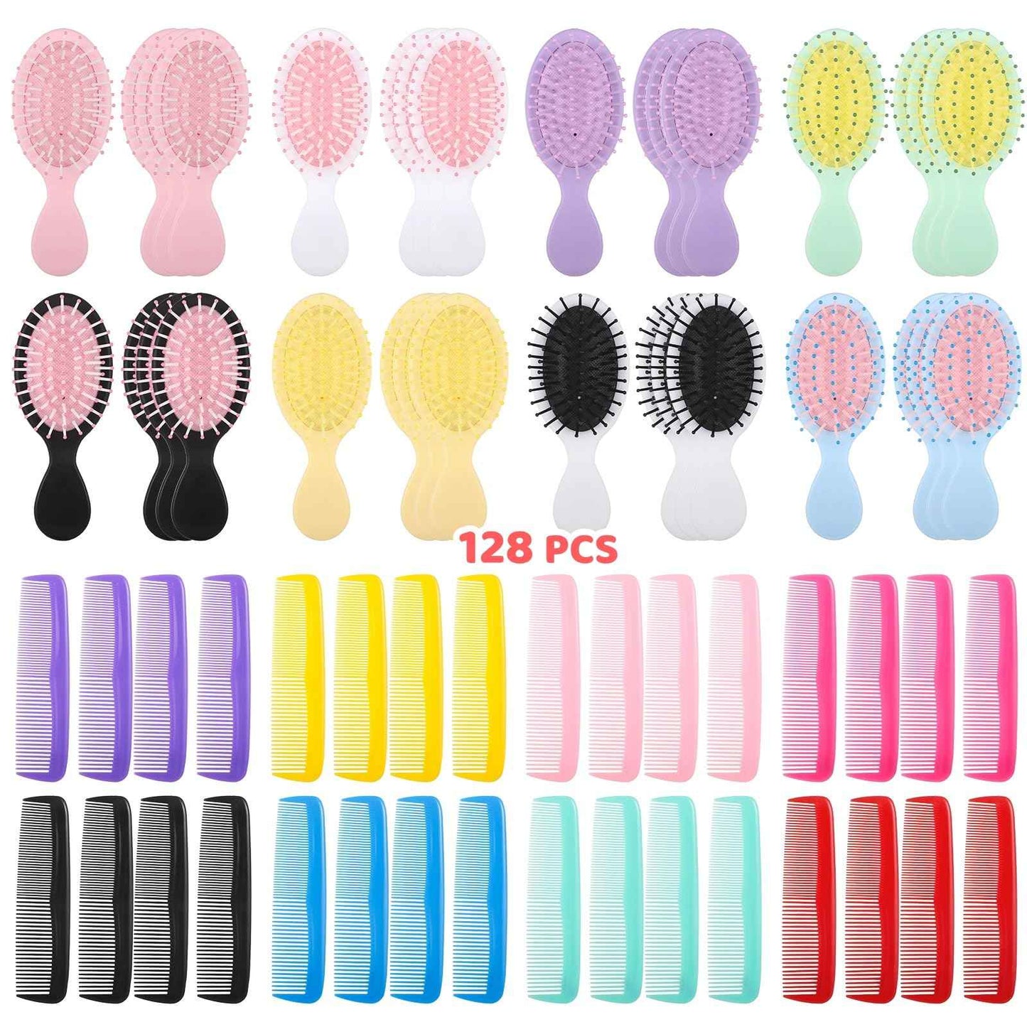 128 PCS Mini Wet Hair Brush Bulk, Travel Detangling Comb Brush with Soft Bristles for Wet and Dry Hair, Smoothing Knots with Ease for Most Hair Types