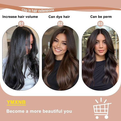 YMXNB Clip In Hair Extensions Real Human Hair 20Inch 120g 100% Remy Human Hair Extensions Clip Ins Invisible Seamless Straight Human Hair Clip In Extensions 7pcs Double Weft Natural Black