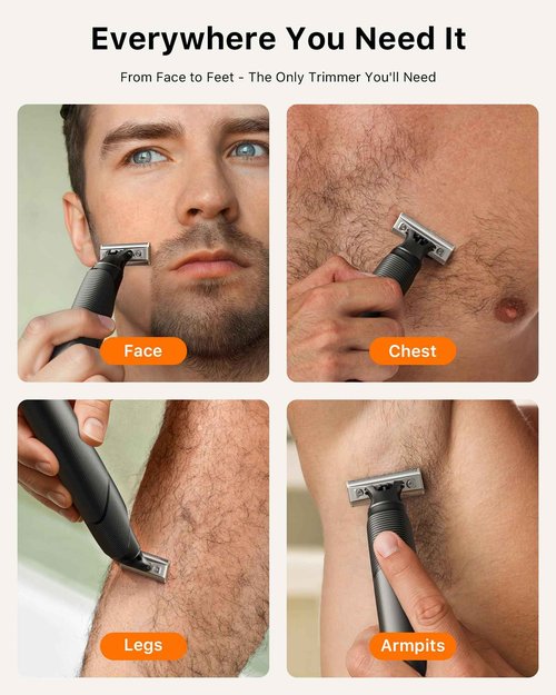 Trimcoo 2025 Upgraded Beard & Nose Hair Trimmer Kit, [All-in-One] 12 in 1 Rotating Comb, Travel Body Hair Electric Shaver for Men, USB-C Fast Charging, Painless Razor Waterproof Wet/Dry, Black(Pack)