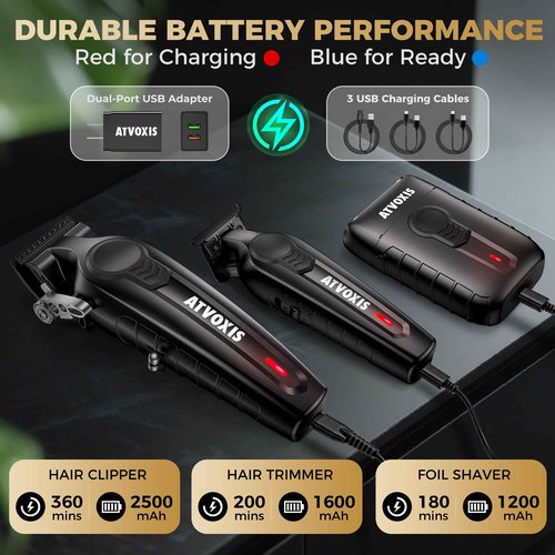 ATVOXIS Hair Clippers for Men Professional, Barber Clippers and Trimmers Set, Cordless Hair Clippers, Hair Cutting Kit, Barber Kit, Haircut Kit, Maquina para Cortar Pelo De Hombre