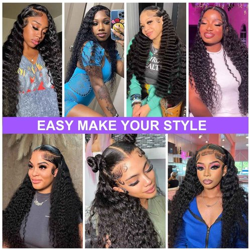 CITY GIRL Deep Wave Lace Front Wigs Human Hair Pre Plucked 13x4 Hd Transparent Lace Frontal Deep Curly Wet And Wavy Human Hair Wig For Women 200 Density 26 Inch