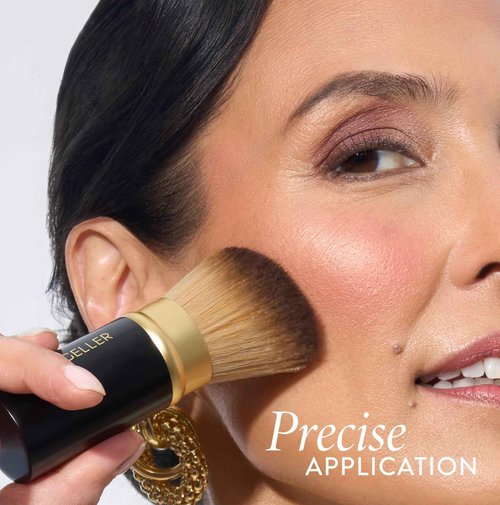 LAURA GELLER NEW YORK Baked Starter Kit: Baked Balance-n-Brighten Powder Foundation, Golden Medium and Best of the Best Palette Blush Bronzer Highlighter Eyeshadow and Retractable Kabuki Brush