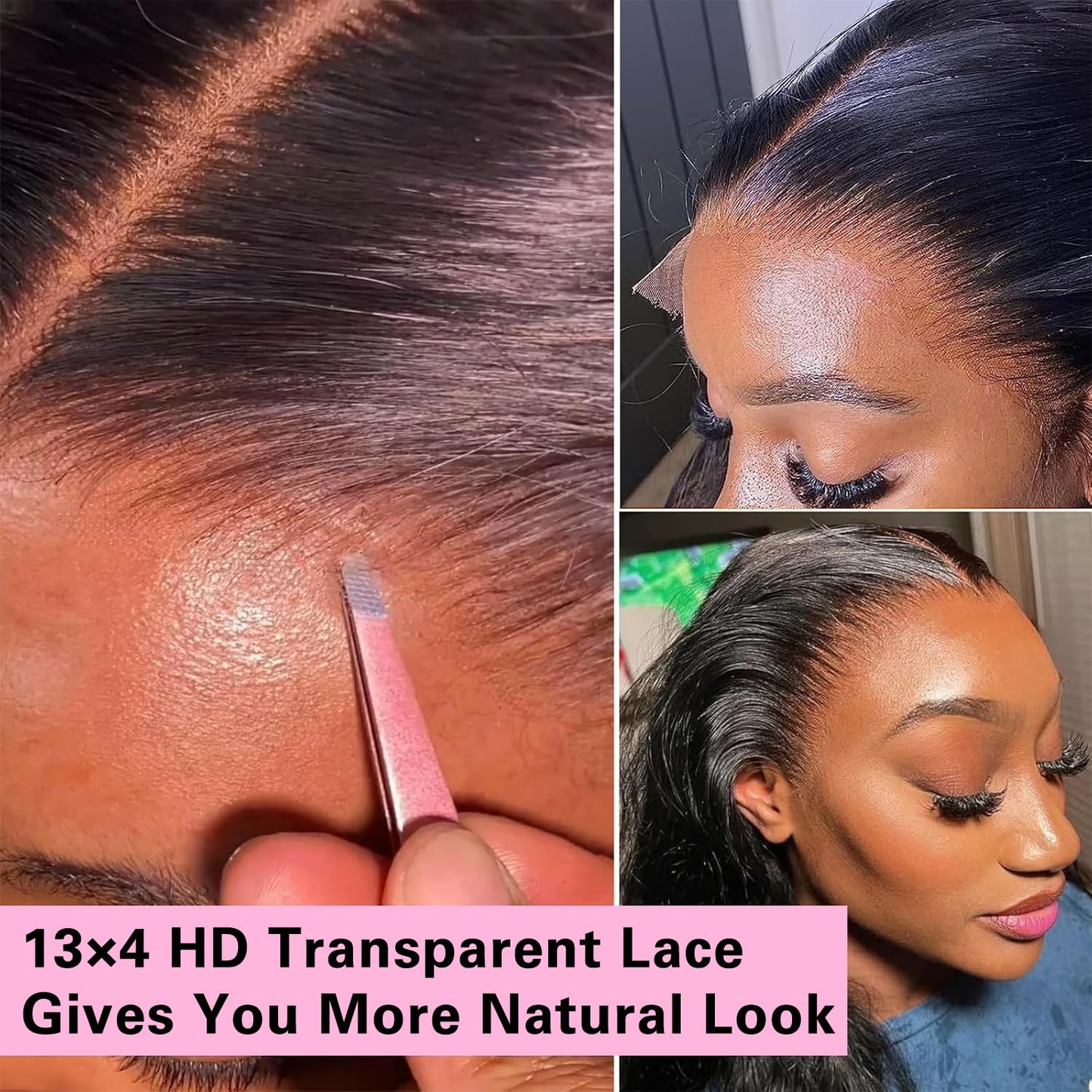 13x4 Lace Frontal Closure Straight Human Hair Ear to Ear HD Lace Free Part Brazilian Hair Extensions 0.095 mm Ultra Thin Invisible Lace Closure Pre Plucked Natural Hairline with Baby Hair 14Inch